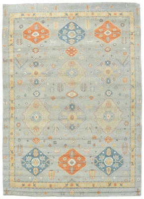 Handmade Oushak Pakistan Rug Muted Colors Floral Design Oriental Carpet 10X14 ft - Image 1 of 4