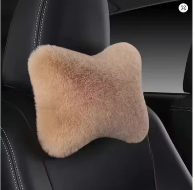 Car Headrest Lumbar Pillow Soft Plush Cushion Ergonomic Driver Support - Image 1 of 2