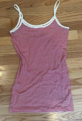 Tanque Banana Republic vintage a rayas rojas + blancas años 00 extra largo talla 1 se adapta a muchos Foto 1 de 3