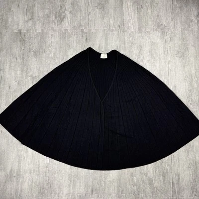 CÁRDIGAN AGNONA BLANCO CACHEMIR PURO ITALIA ACANALADO NEGRO CAPA CHAL FRENTE ABIERTO Foto 1 de 4