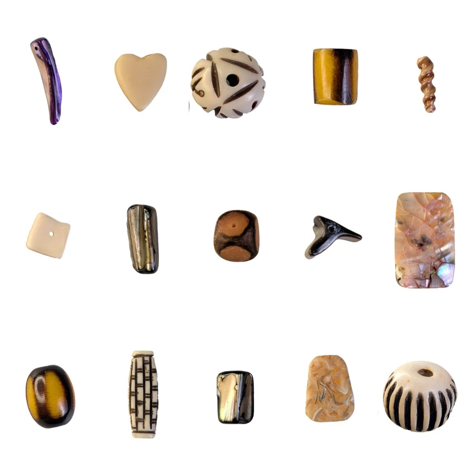 Nut Shell Bone Beads White Black Yellow Pink 3-40mm 1-50ct - Image 1 of 1