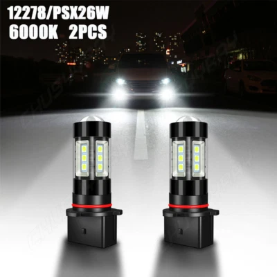 2 件 LED 雾灯灯泡适用于丰田 Highlander 2011 2012 2013 6000K 白色 PSX26W — 第 1/4 张图片