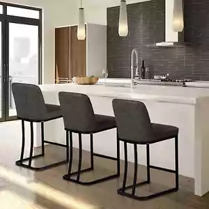 Bar Stools Counter Height Barstools Upholstered Kitchen Island Stool - Picture 1 of 15