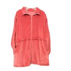 Vtg Velour Jacket Sz L/XL Pink Lightweight Coat Tight Waist Zip Up