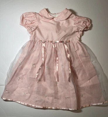Niña Talla 6 BUEN LAD Btq. Vestido de Colección Checks Rosa Rosas Hinchado S/S Forrado Foto 1 de 4