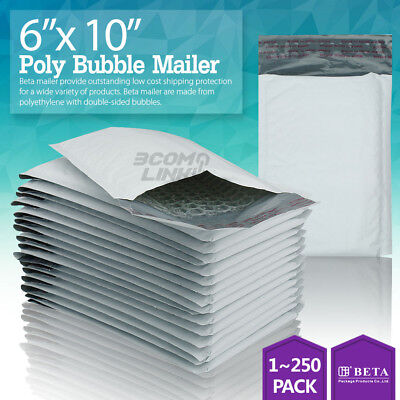 #0 6x10 (6x9) Poly Bubble Mailer Padded Envelope Shipping Bag 25,50,100,250 Pcs • 42.95$