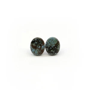 7.8ct Pair Of Natural Turquoise Oval Cabochon From Kazakhstan - Picture 1 of 4
