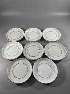 Set Of 8 Crown Victoria China Butter Pats 3 1/2" Lovelace #1002 White Silver - Picture 1 of 13