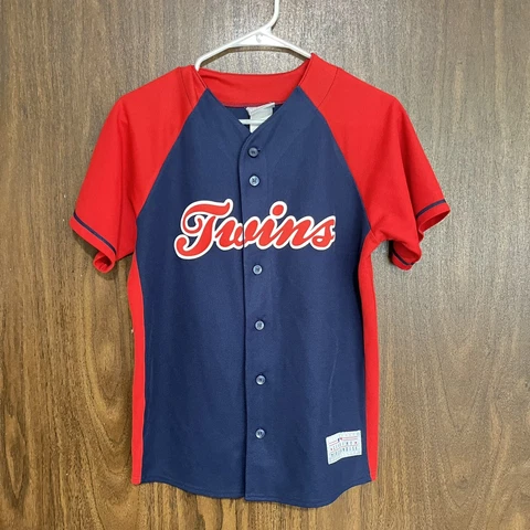 Minnesota Twins Jersey Youth XL Joe Mauer #7 Majestic Baseball Blue Red Sewn Cover