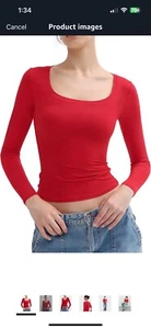 SHEIN Women's Long Sleeve T Shirts Scoop Neck Slim Fit 2XL - Picture 1 of 4