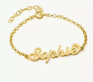 18k Gold Vermeil Carrie Style Name Bracelet / Anklet - Picture 1 of 3