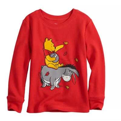 Disney Winnie The Pooh & Eeyore Long Sleeve Thermal T Shirt Top Sz 12M 18M 4T 5T - Image 1 of 2