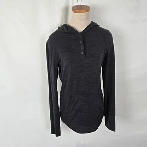Prana Hoody Women's XS Charcoal Henley Neckline Kangaroo Pouch Long Sleeve - Picture 1 of 14
