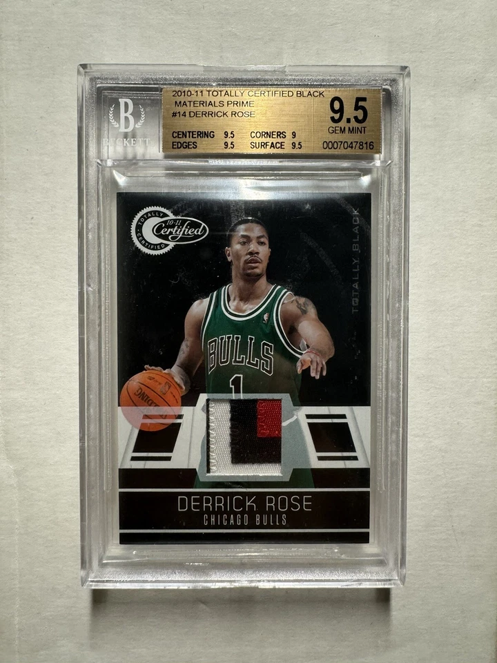 Derrick Rose 2010-11 Panini Totally Certified Black Materials Prime 1/1 BGS 9.5 - Image 1 of 2