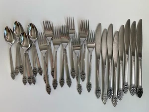 Oneida Community Stainless Flatware 27 Piece Set Nordic Crown MCM Fork Spoon Knf - Picture 1 of 4
