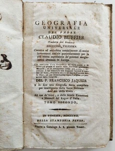 Geografia Universale Del Padre Claudio Buffier Tomo Secondo Fenzo Venezia 1807 - Picture 1 of 14