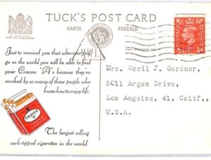 GB KGVI ROYALTY ADVERT Postcard CRAVEN Cigarettes! Buckingham Palace RPPC YK290 - Picture 1 of 10