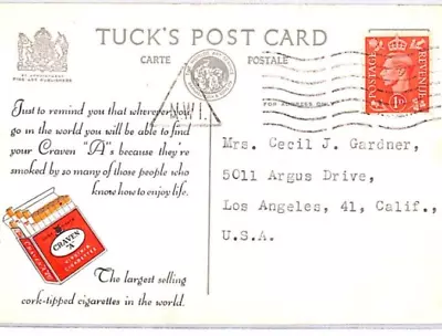 GB KGVI ROYALTY ADVERT Postcard CRAVEN Cigarettes! Buckingham Palace RPPC YK290 - Image 1 of 4