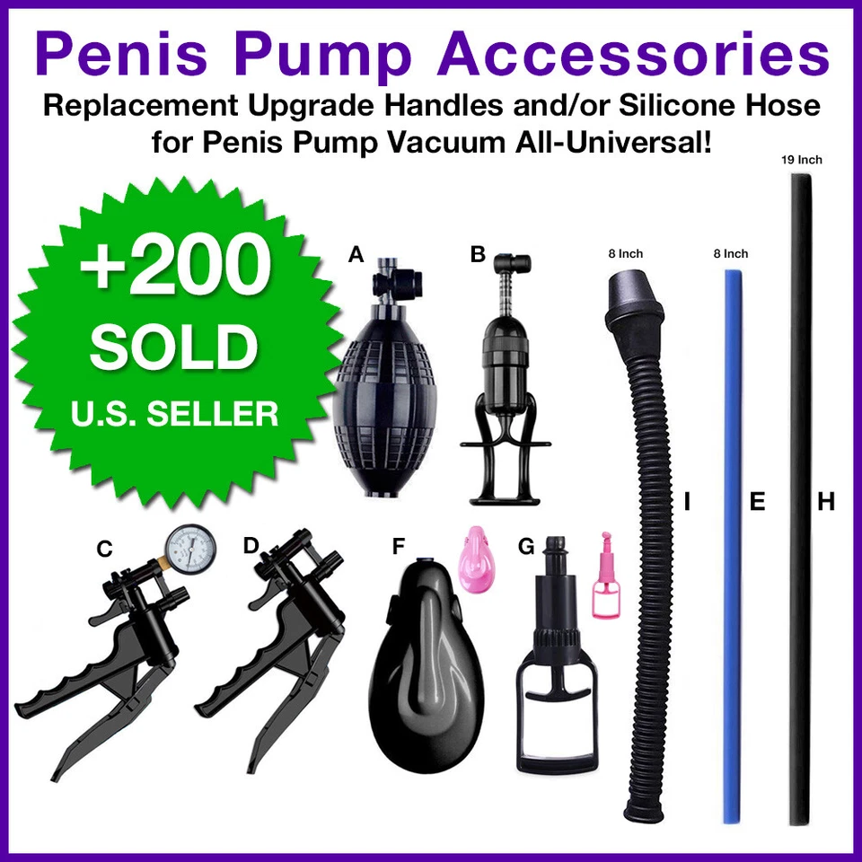 Penis Pump Replacement Parts Vacuum Handles / Silicone Hoses All Universal Fit - Image 1 of 1