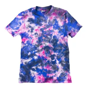 Champion Men's T-shirt Blank Blue Tie Dye Bleach Sz. Small Cotton 18" Chest Tee - Picture 1 of 5