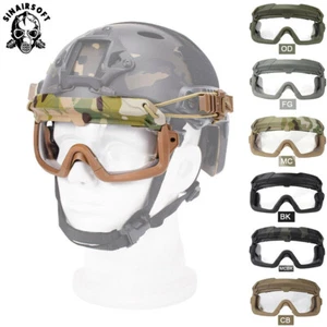 Tactical Split Anti-Fog Safety Goggles For ARC Helmet Guide Rail Glasses Airsoft - Picture 1 of 25