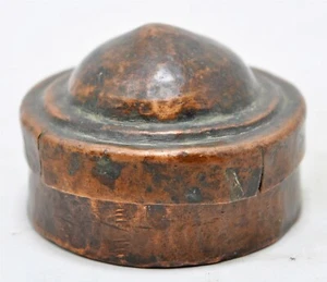 Antigua caja de cobre pequeña redonda de betel Supari original antigua hecha a mano - Imagen 1 de 6