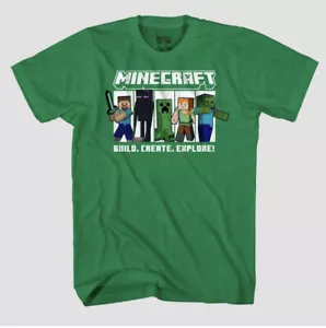 Boys' Minecraft Short Sleeve Graphic Shirt - Heathered Green Medium - Picture 1 of 2