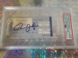 NY METS Howard Johnson Signed Ticket 1987 PSA#4976317 HR+SB/METS 11 vs Mon 3=WIN - Picture 1 of 3