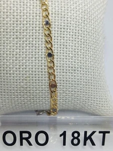 Bracciale in oro giallo 750 18 carati e bianco cm. 14 grammi 2,1 bicolore +235 - Foto 1 di 7
