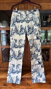 Mossimo Stretch Chino Hose Größe 8 blau elfenbein Toilettendruck Y2K gebraucht, in einwandfreiem Zustand - Bild 1 von 11
