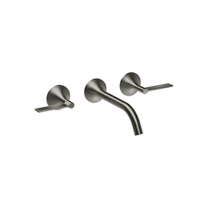 Dornbracht VAIA Wall-mounted Basin Mixer without Pop-up Waste in Dark Platinum - Picture 1 of 4