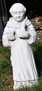 Figur Gartenfigur Statue Skulptur Kloster Mönch stehend H 40 cm mit Bier Beton - Bild 1 von 7