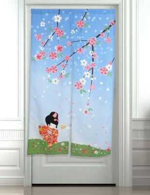 Tapiz japonés Noren puerta cortina resorte cerezo flores niño Sakura Foto 1 de 3