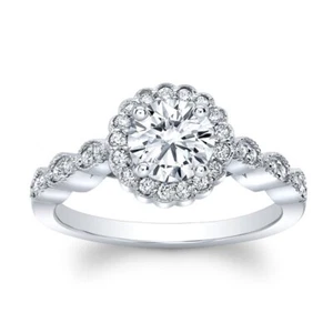 1.35 Ct Round Cut Lab Grown Diamond Ring for Wedding in 14K White Gold - Picture 1 of 5
