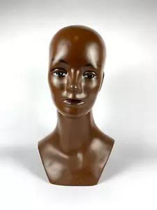 Parrucca vintage testa manichino salone occhi dipinti busto Halloween nero collo lungo anni 60 - Foto 1 di 9