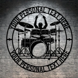 Letrero de metal personalizado nombre tocador regalo. Regalo personalizado para decoración de pared de baterista. - Imagen 1 de 5