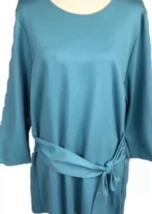 J.Jill Tunic Top Women’s Size XL Ponte Knit Front Tie 3/4 Sleeve Blue - Picture 1 of 6