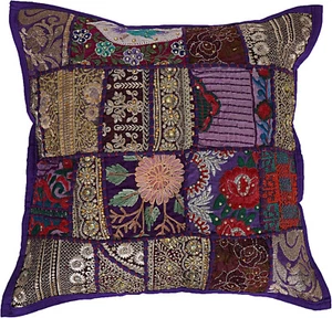 Indian Handmade Khambodia Patchwork Cushion Cover Decor Sofa Pillow Case 16" - Picture 1 of 12
