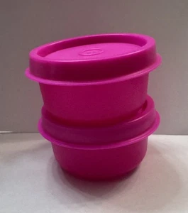 Tupperware New Smidget Midget Mini Set Of 2 New HOT Neon Pink tiny Treasures - Picture 1 of 7