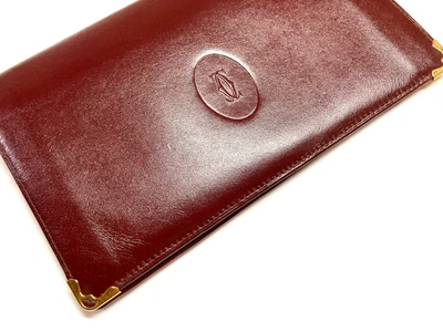 CARTIER VINTAGE CC MUST LEATHER LONG WALLET CLUTCH BAG OUTSIDE POCKET ITALY RED - Image 1 of 4