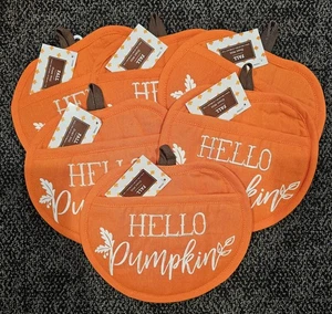 Portavaso ricamato zucca autunno ciao 8,5"x 9" regalo cucina autunno lotto di 6 - Foto 1 di 3