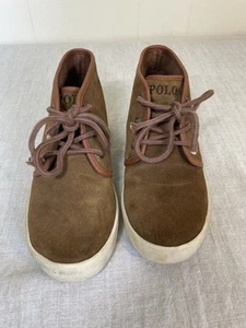 Zapatos Tenis Polo Ralph Lauren Marrón Gamuza Niños Top Alto Niños 2 Cuero - Imagen 1 de 6