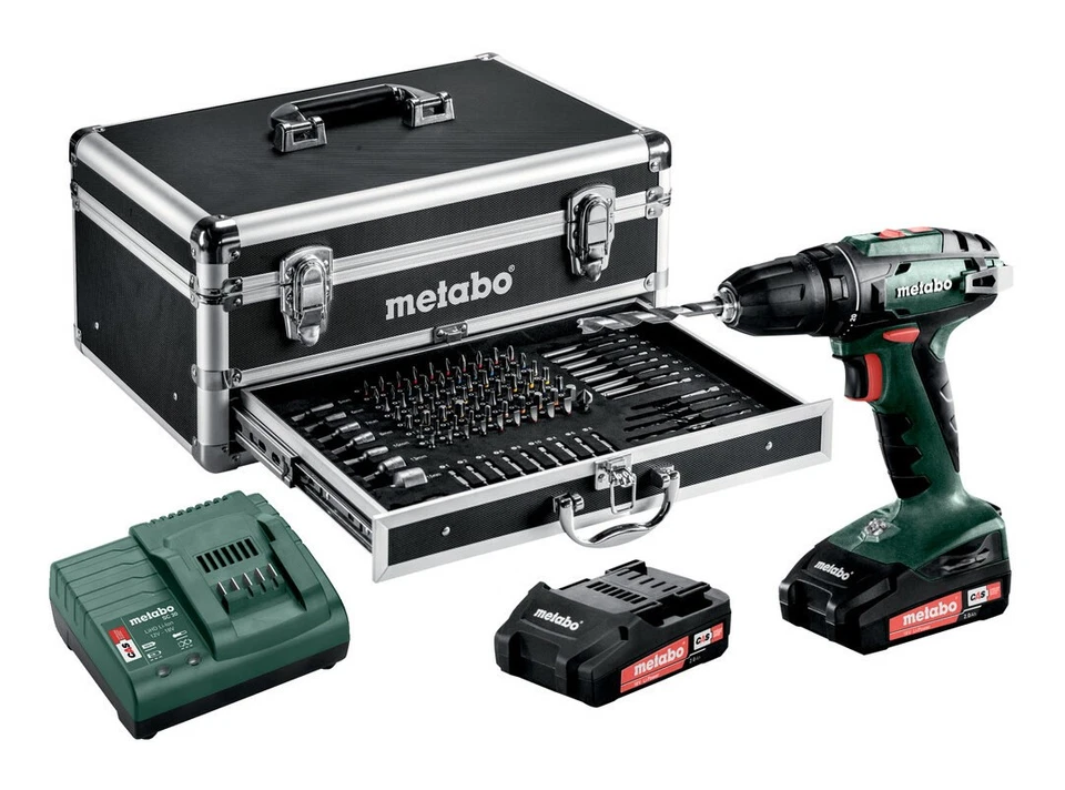 Metabo Akku-Bohrschrauber BS 18V, 2 Akkus + Alu-Koffer + viel Zubehör - Bild 1 von 2