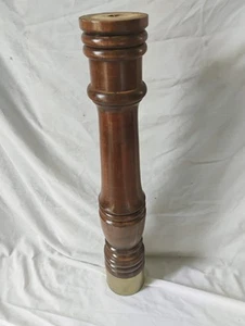 Vintage Solid Walnut Post Column w/ Brass Trim Collar 25" high x 4" diameter - Picture 1 of 4