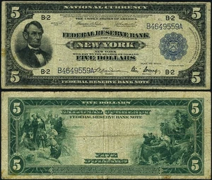 FR. 782 $5 1918 Federal Reserve Note Fine+ - Picture 1 of 3