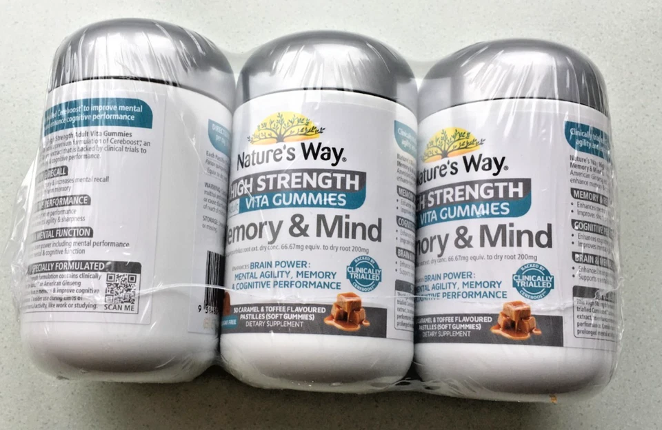Nature's Way : Memory & Mind 50 High Strength - Adult Vita Gummies x 3 Packs NEW - image 1 of 3