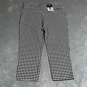 Rafaella Capri Pants Womens 18 Comfort Black White Gingham Checkered Stretch - Picture 1 of 7