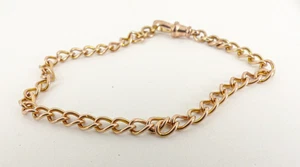 9ct Rose Gold Curb Bracelet 9.375 Antique 6.5 grams 7.5'' with Gift Box - Picture 1 of 9