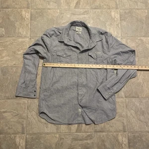 Lucky Brand Shirt Mens Large Gray Pearl Snap Button Up Long Sleeve Western - Picture 1 of 7