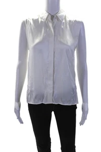 RtA Womens Silk Split Hem Collared Sleeveless Button Up Blouse Top White Size XS - Picture 1 of 6